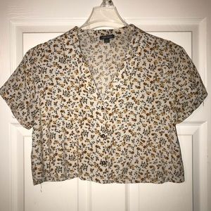FLORAL BUTTON UP CROP TOP